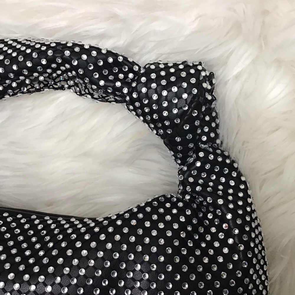 Black Rhinestone knot handle round clutch J with knotted handle. NWT - Picture 4 of 6